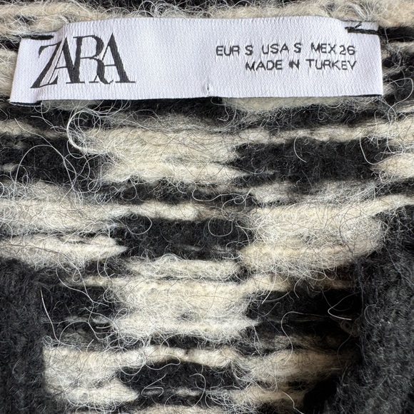 Zara Checkerboard Cropped Cardigan Size Small - Picture 3 of 4